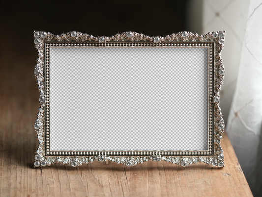6x4 Ornate Metal Crystal Frame with Curtains Mockup