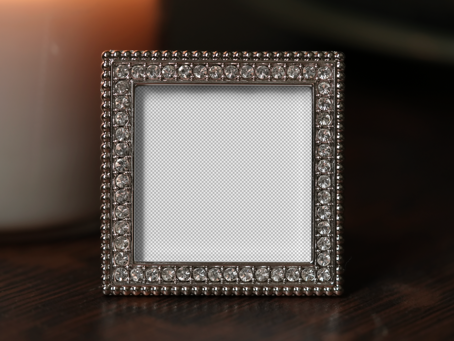 Crystal Square Frame with Candle
