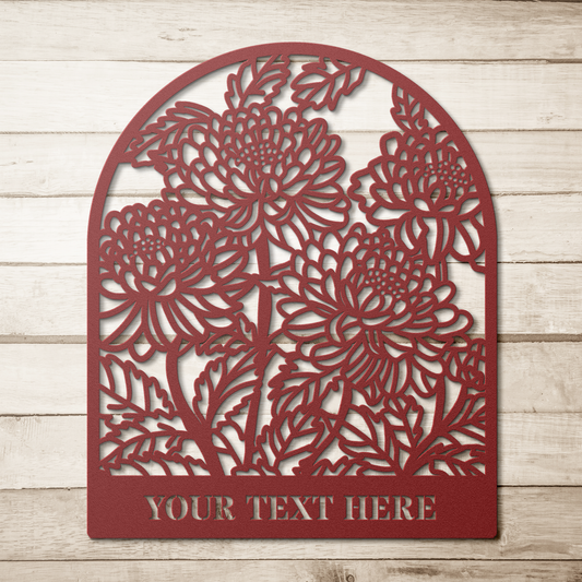 Chrysanthemums Floral Personalized Die-Cut Metal Signs, Floral  Gift for Flower Farmer, Gardener, Flower Lover, Housewarming, Made in USA