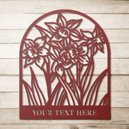 Daffodils Floral Personalized Die-Cut Metal Signs, Floral  Gift for Flower Farmer, Gardener, Flower Lover, Housewarming, Made in USA