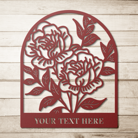 Garden Roses Floral Personalized Die-Cut Metal Sign, Gift for Flower Farmers, Gardeners, Flower Lovers, Made in USA
