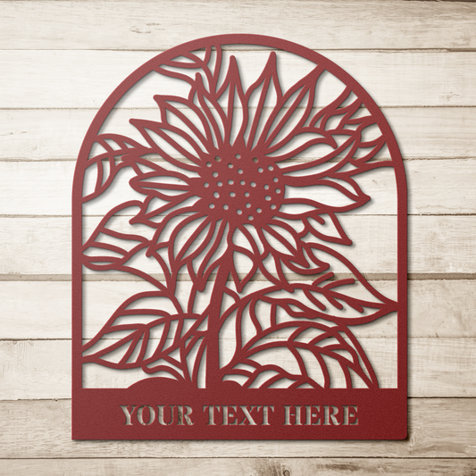 Floral Personalized Die-Cut Metal Signs, Sunflower, Made in USA, Gift for Flower Farmer, Gardener, Flower Lover