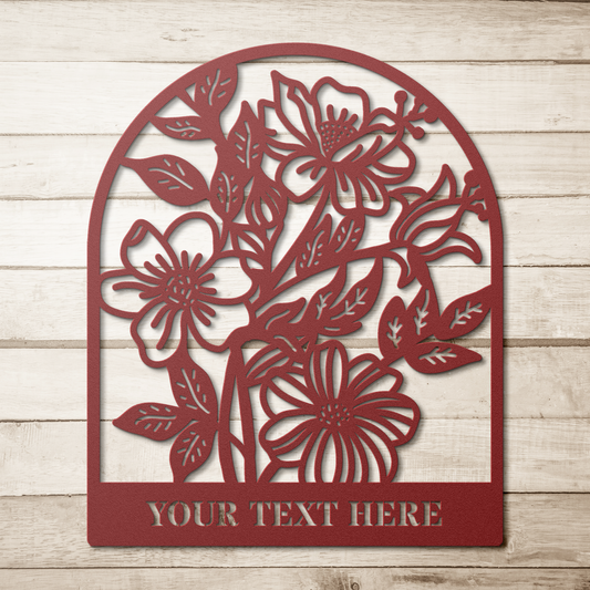 Garden Floral Flowers Personalized Die-Cut Metal Signs, Floral Gift for Flower Farmer, Gardener, Flower Lover, Housewarming, Made in USA
