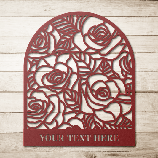 Rose Floral Personalized Metal Die-Cut Sign, Made in USA, Gift for Gardeners, Flower Farmer, Flower Lovers